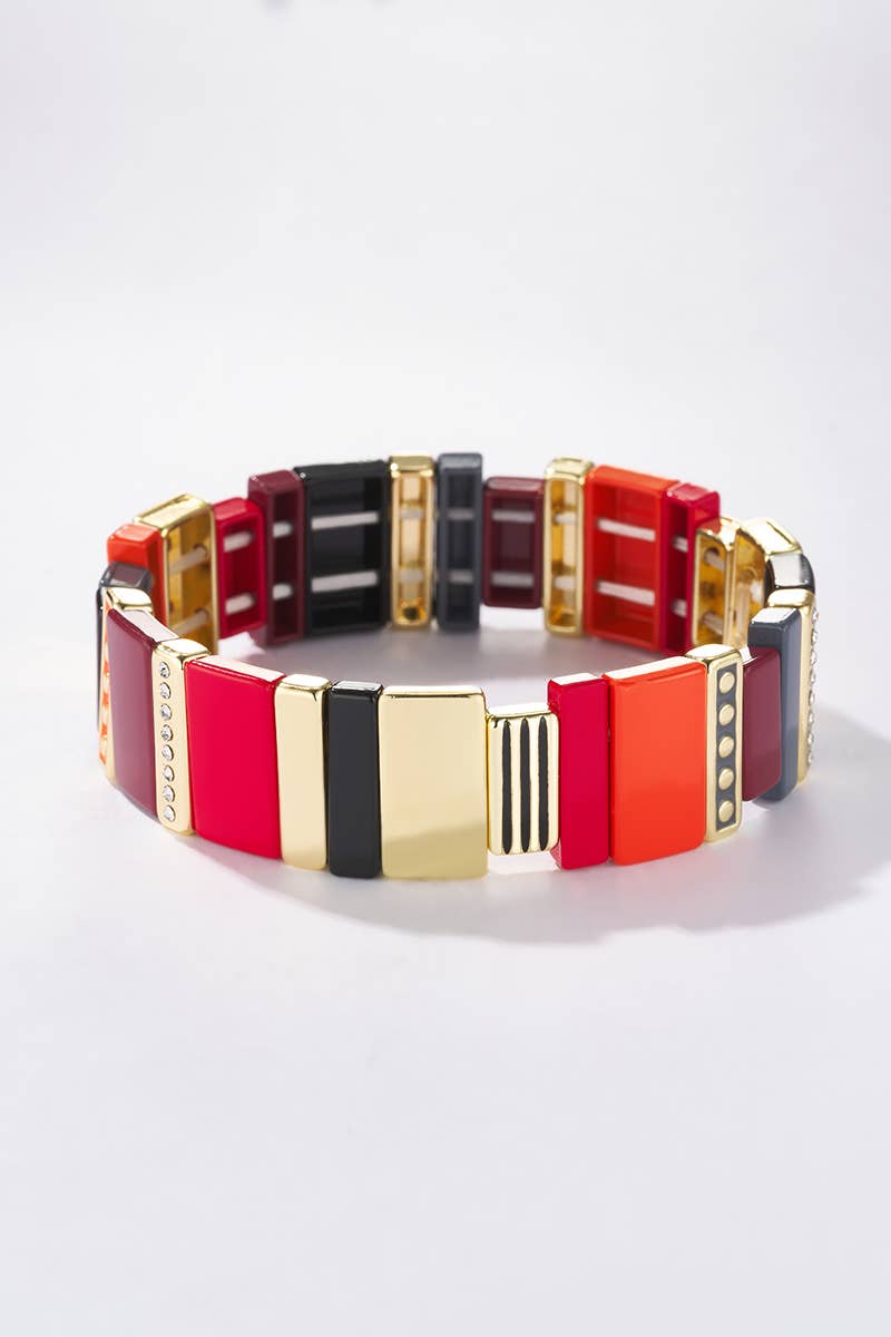 Bracelet coloré asymétrique 324CP52: Bleu / 100% Acrylique