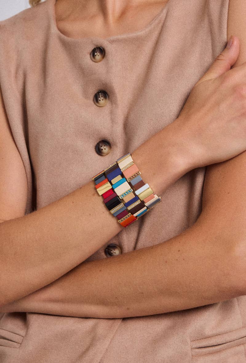 Bracelet coloré asymétrique 324CP52: Bleu / 100% Acrylique