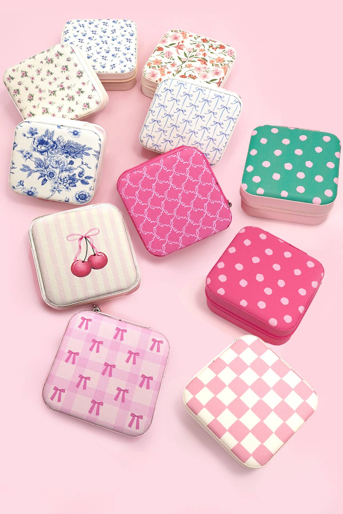 Boîte à bijoux pois rose